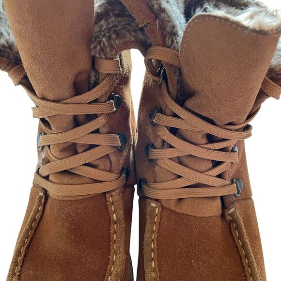 ISO Isotoner Vanessa Suede Leather Wedge Heel Boot Chestnut Brown Womens Size 8 - Picture 6 of 14